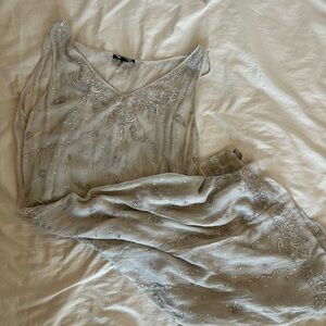vintage beaded grey dress